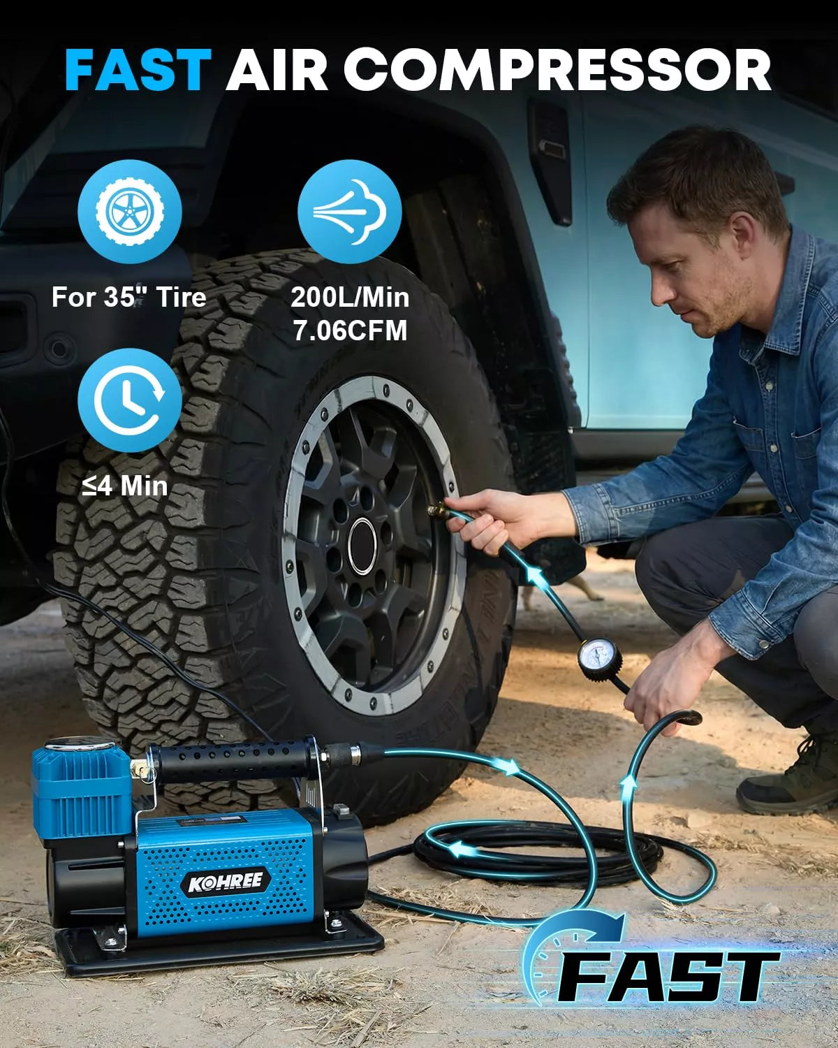 Durable air compressor pressure switch and regulator for precise air control. 
