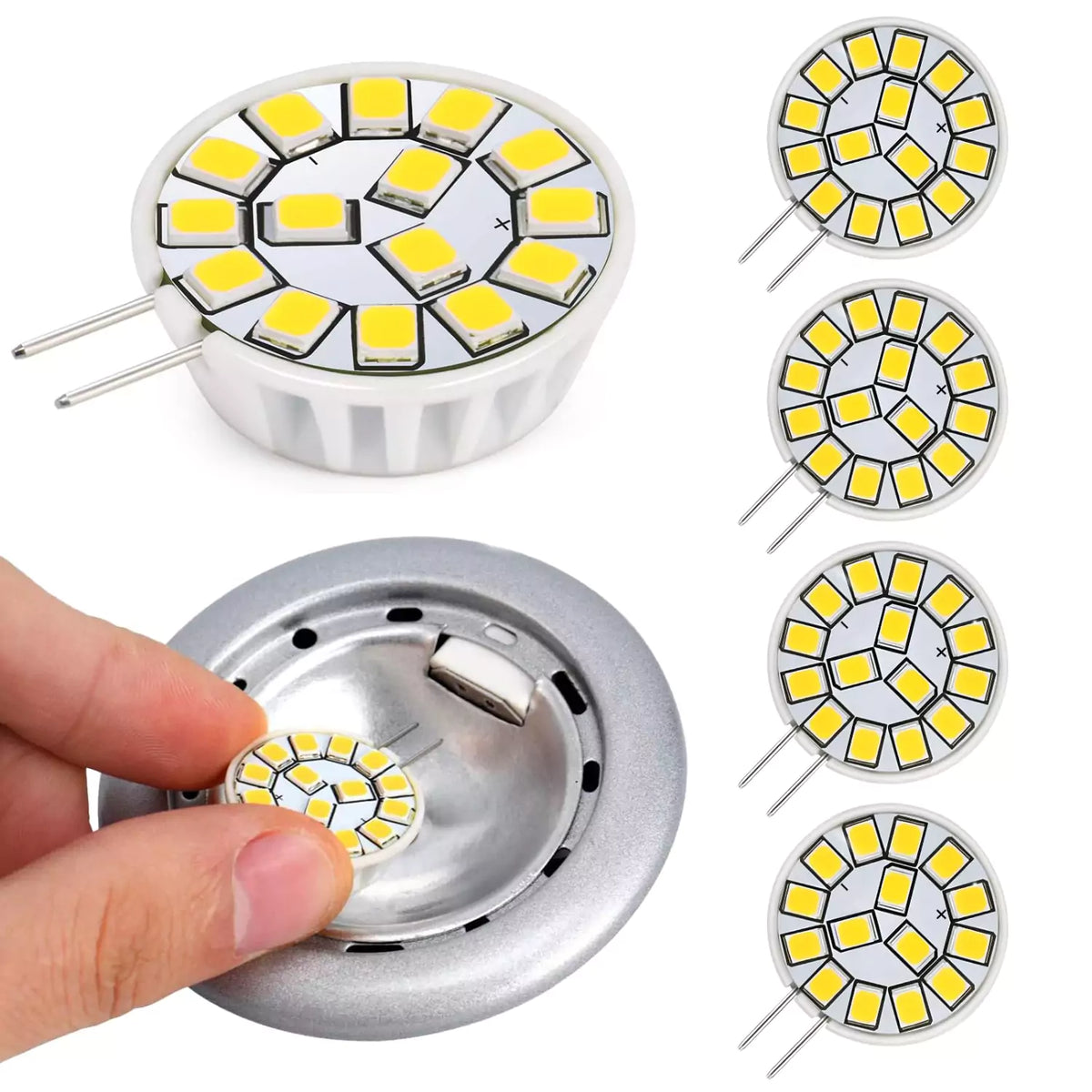 Kohree 2W G4 LED Bulb 4000K 12V Bi-Pin Base Ceiling Puck Light Bulb