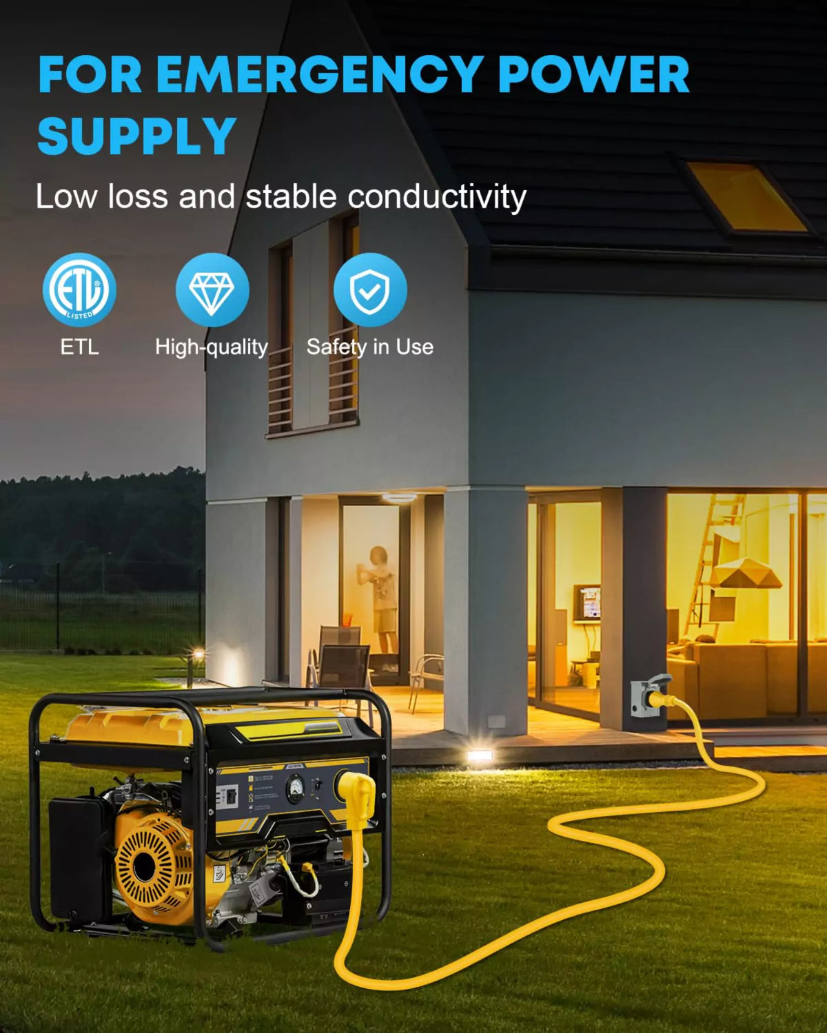 Emergency Power Inlet Kohree 50 Amp Generator Cord and Power Inlet Box Kit 12,500W