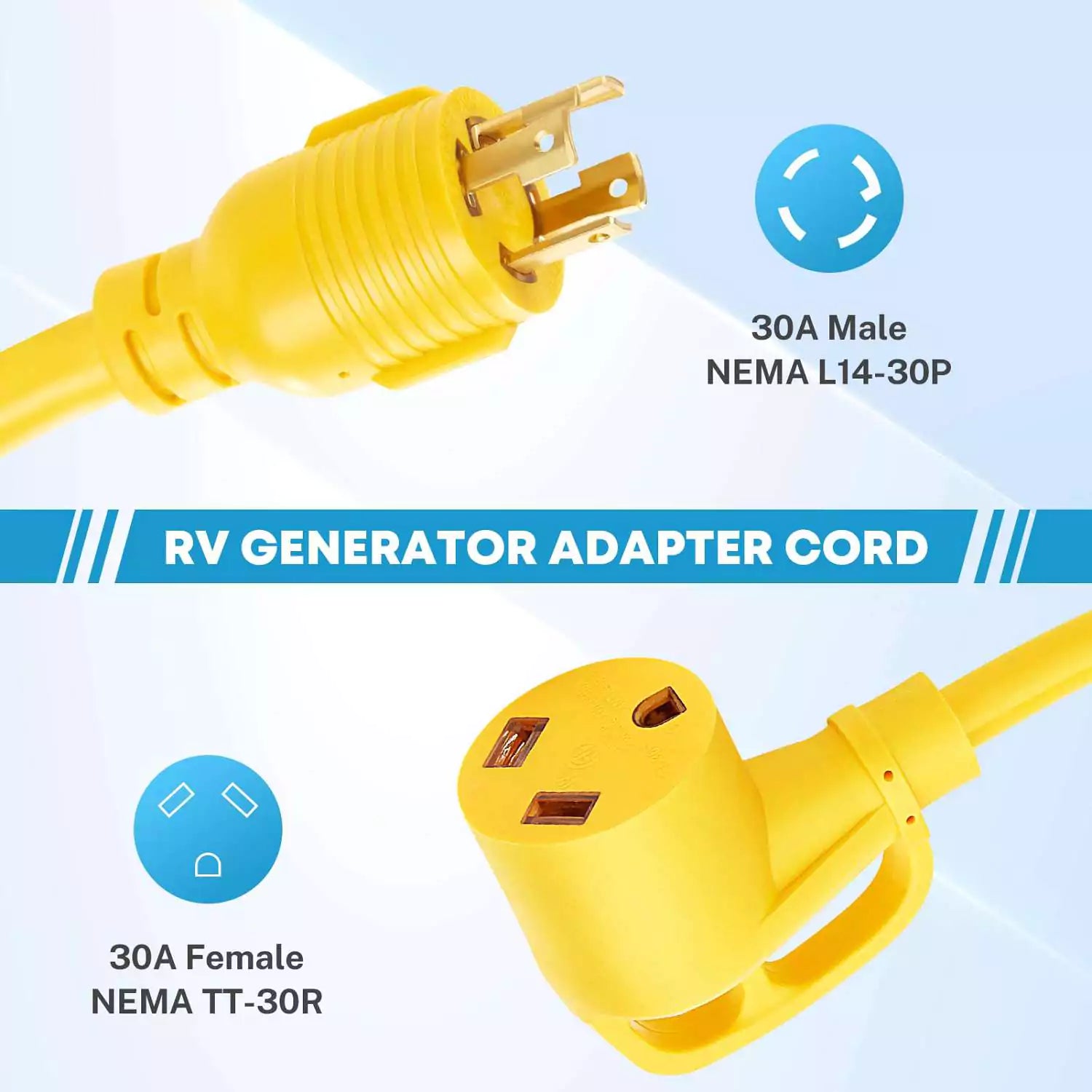 L14-30P to TT-30R Generator Plug Adapter Cord - Kohree