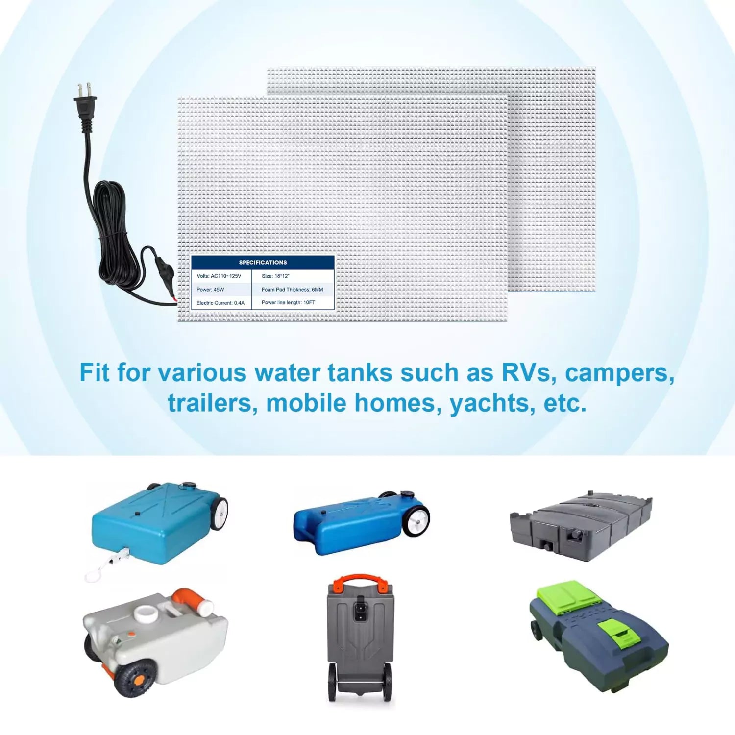 Heated RV tank pads application