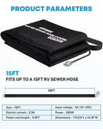 Kohree heated sewer hose sleeve 15 ft parameters