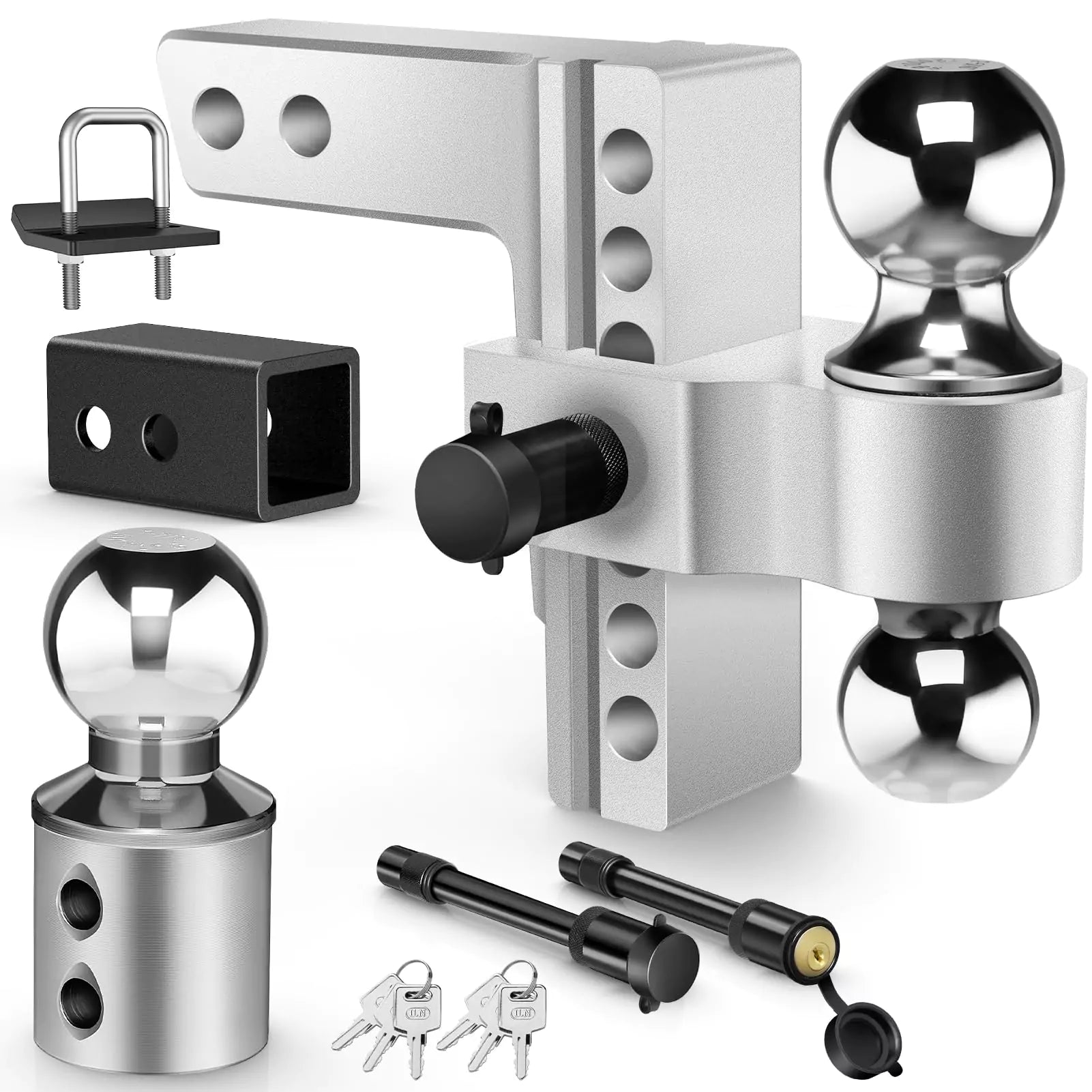 White heavy duty adjustable hitch