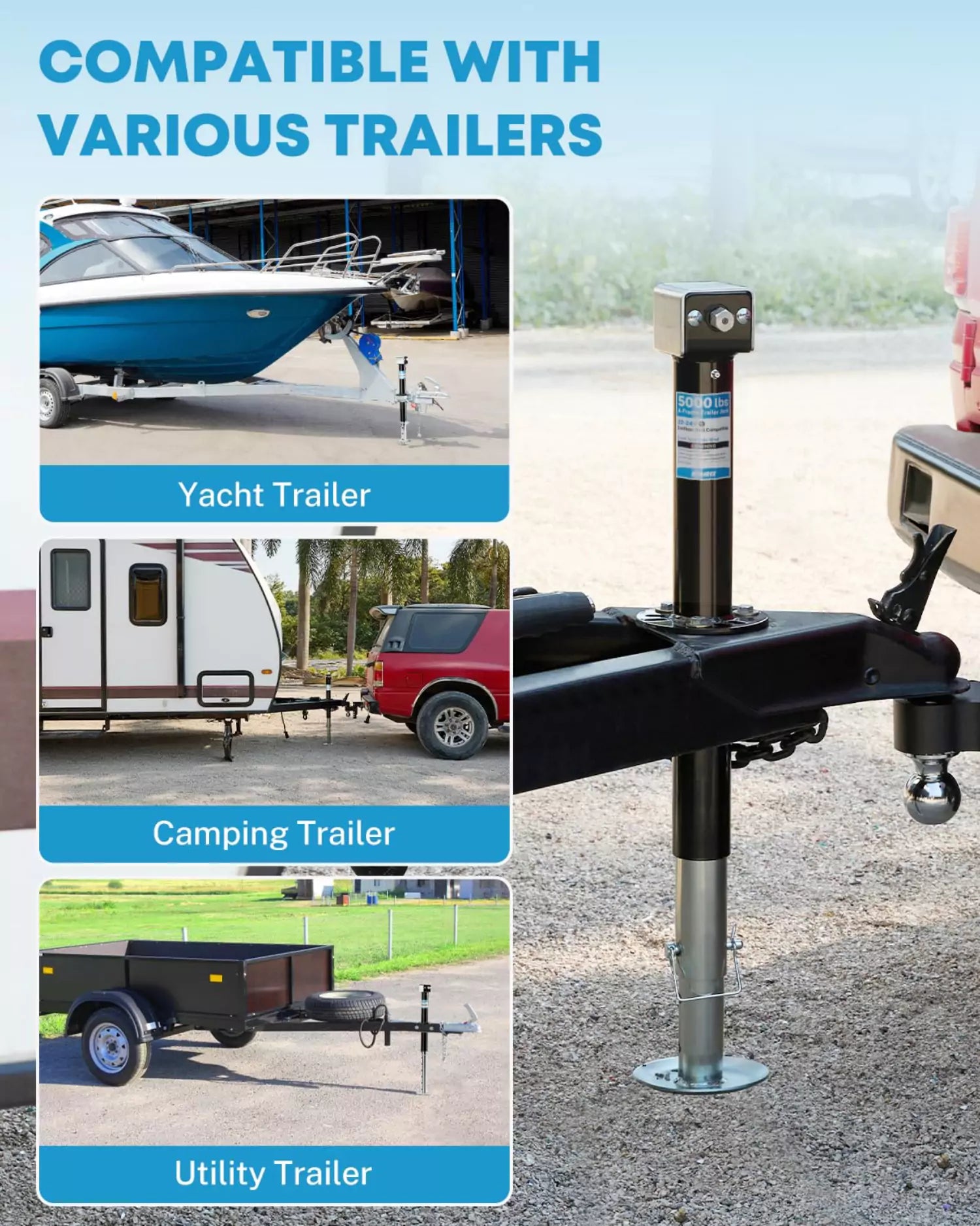 Compatible with various trailers boat trailer jack