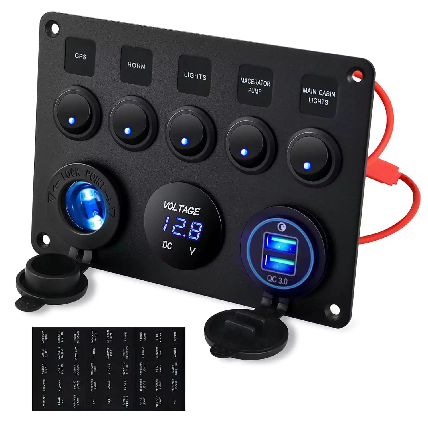 Kohree Marine 12V Outlet Switch Panel