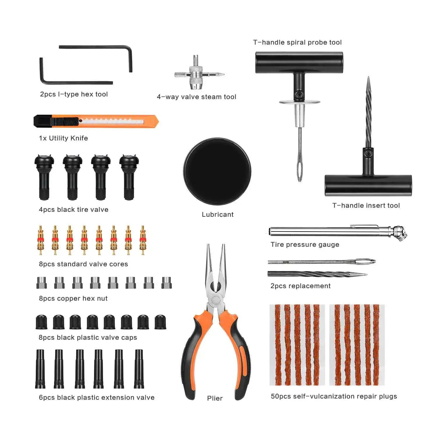 tire repair kit tools components