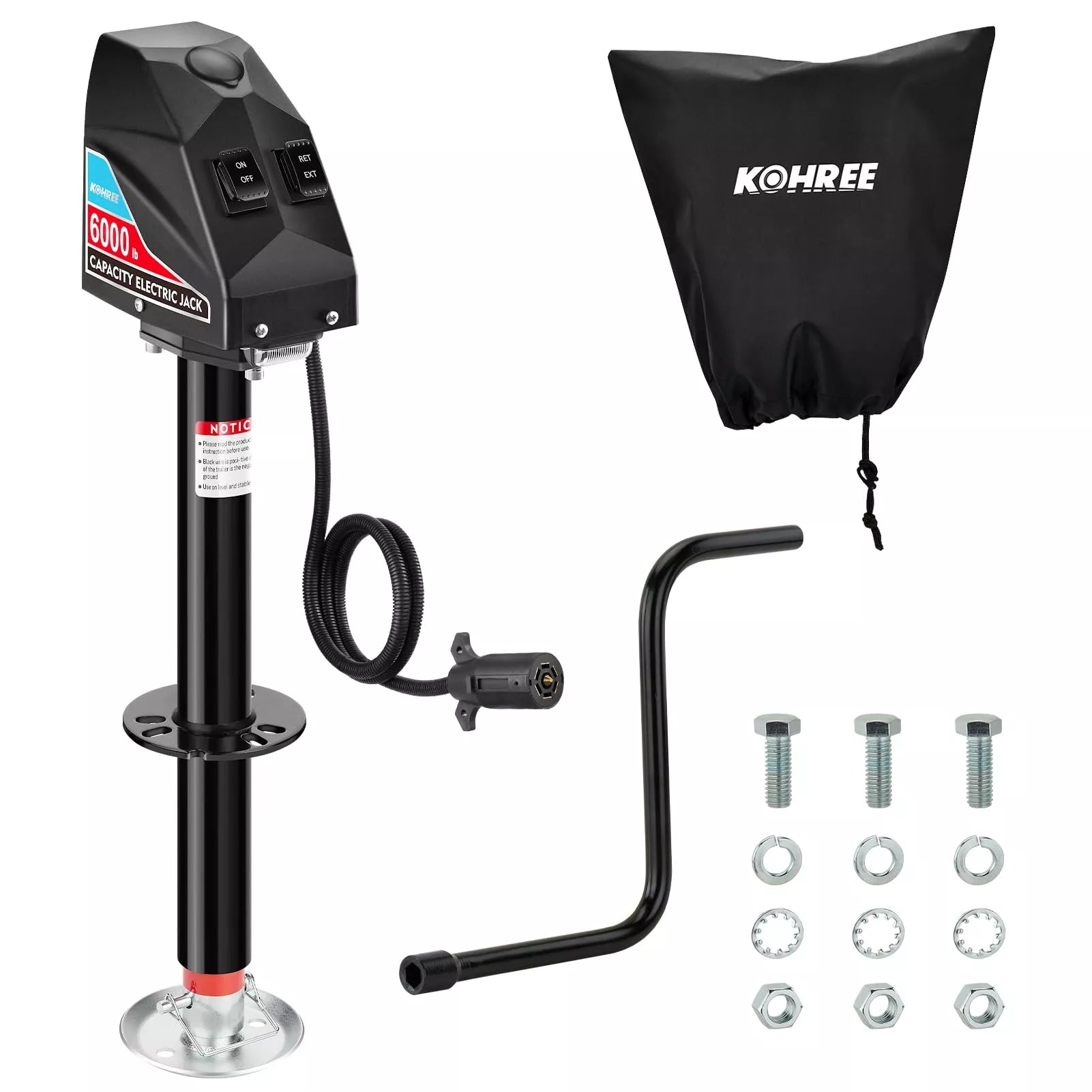 Kohree electric trailer jack 6000 lbs with 7 way plug