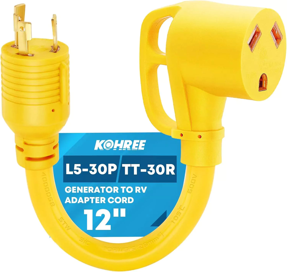 Kohree l5-30p to tt-30r rv generator adapter cord