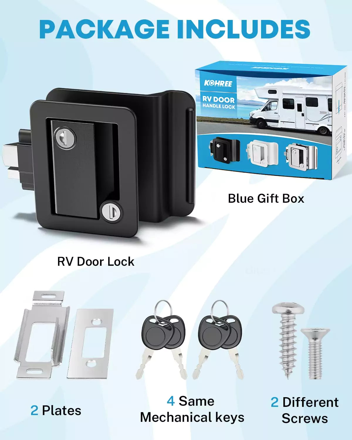 RV Door Lock, Entry Door Lock With Paddle Deadbolt Door Locks, Zinc Alloy Metal Door Latch, RV Travel Entry Door Lock With Keys For Camper Horse Trailer Cargo Hauler Door Latch