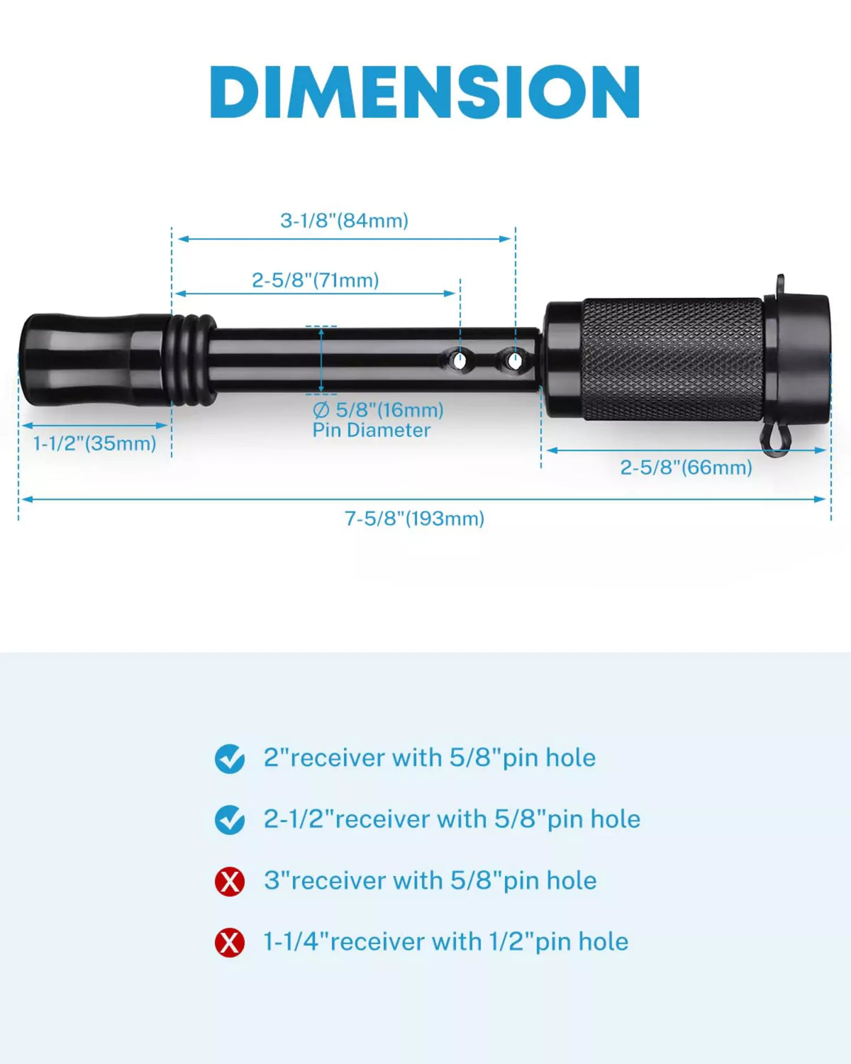 Dimension of locking hitch pin
