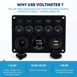 Marine Boat Rocker Switch Panel with Digital Voltmeter