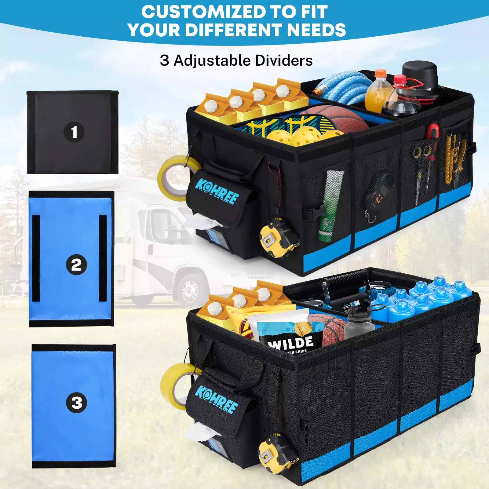 Kohree 74L Trunk Organizer for RV Accessories | RV Caddy for Car Kohree 74L Trunk Organizer for RV Accessories | RV Caddy for Car