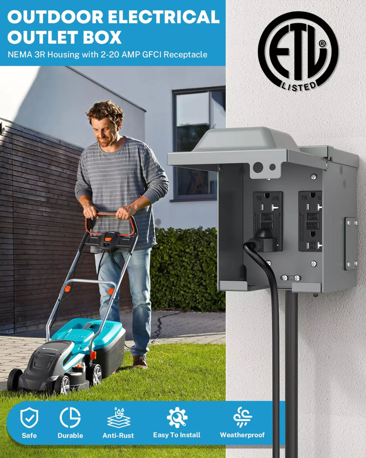 Outdoor Plug Socket Box Kohree Outdoor Electrical Outlet Box 20 Amp GFCI WRTR Lockable Covers