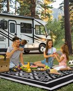 Gray black diamond outdoor patio rugs