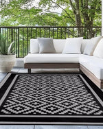 Kohree gray and black diamond outdoor rug 9 x 12 ft