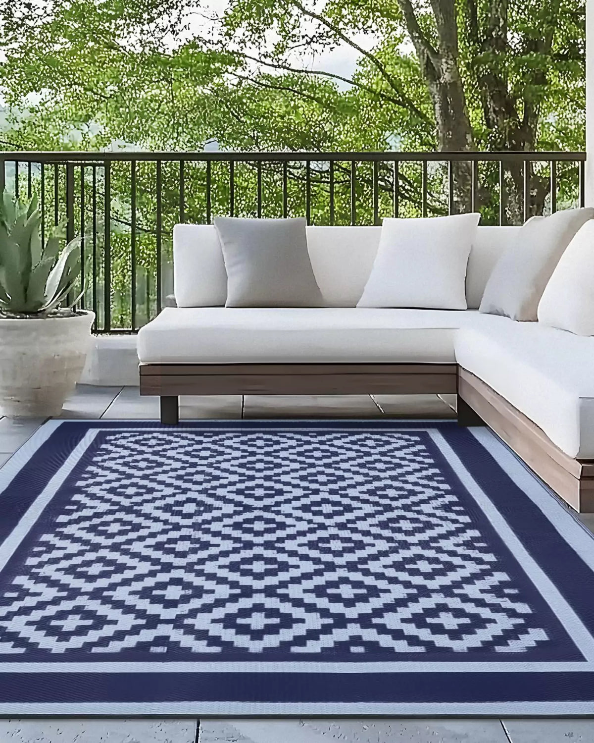 Outdoor rug blue 9x12