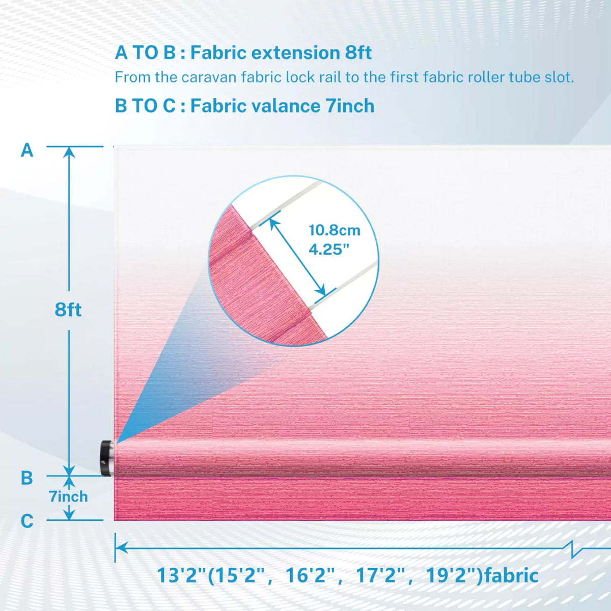 Size of pink camper awning