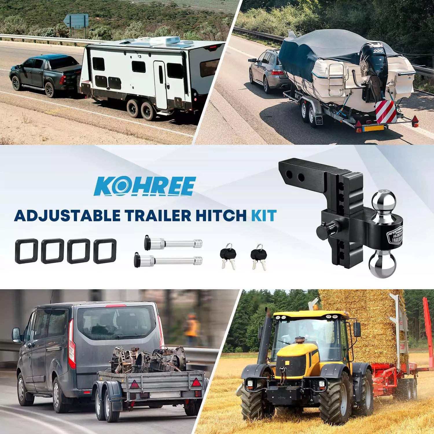 Kohree adjustable trailer hitch kit
