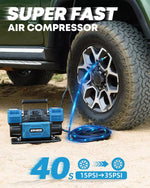 Super fast portable inflator for tires