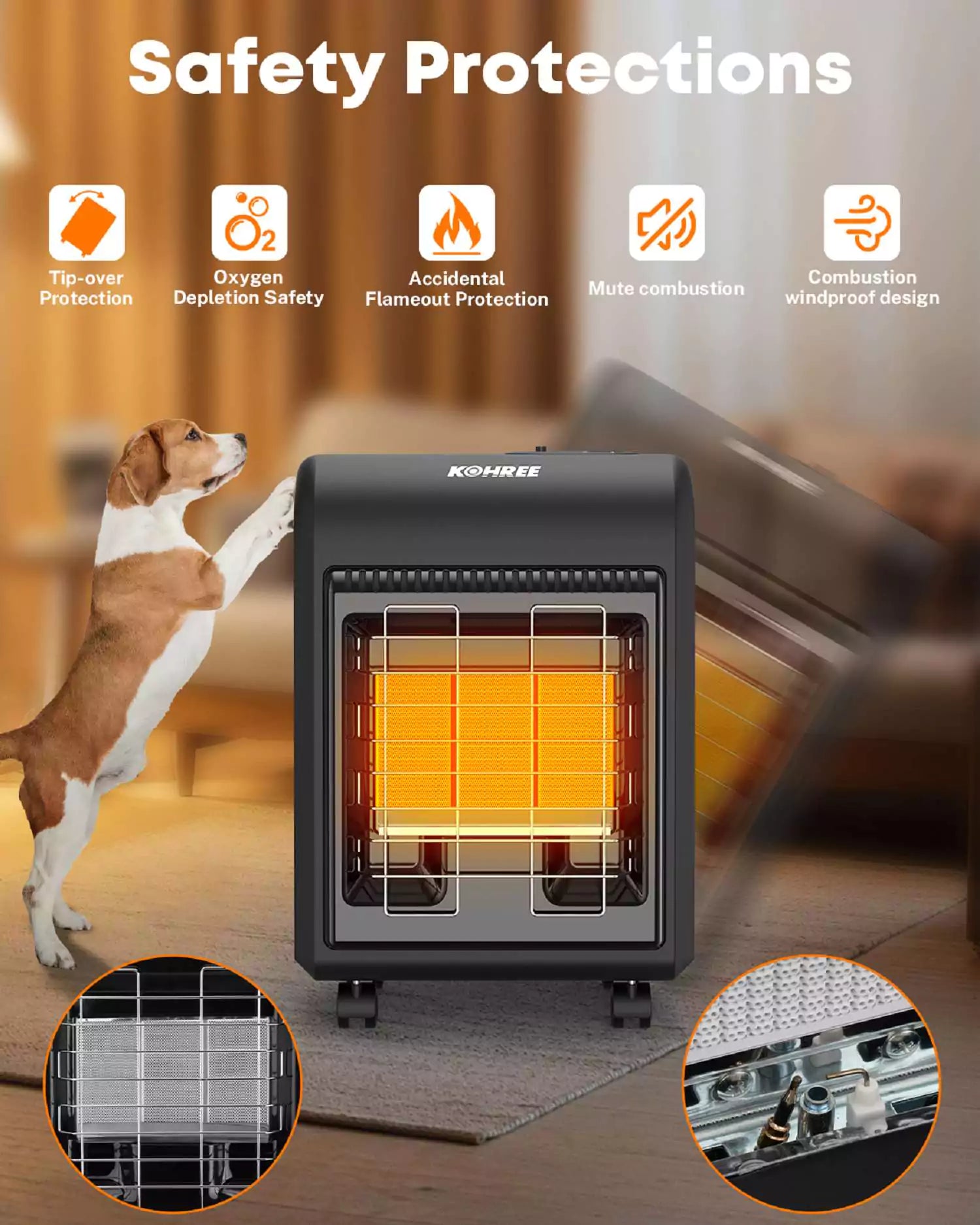 Kohree 18,000 BTU Portable Cabinet Heater Backyard Propane Heater