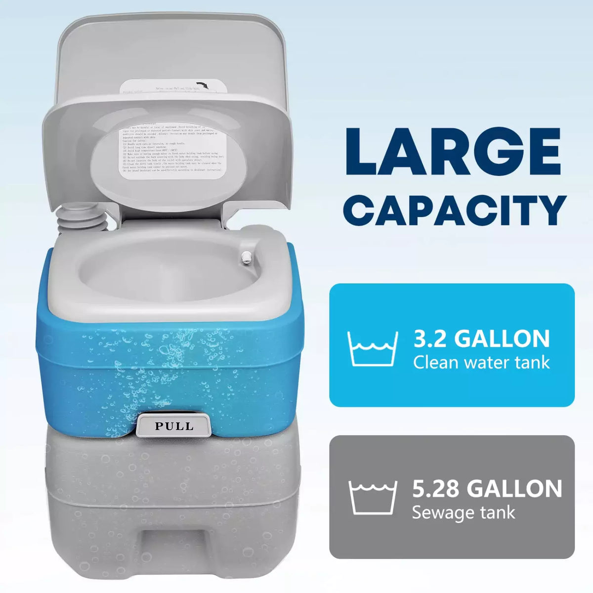 Large capacity portable potty for adults