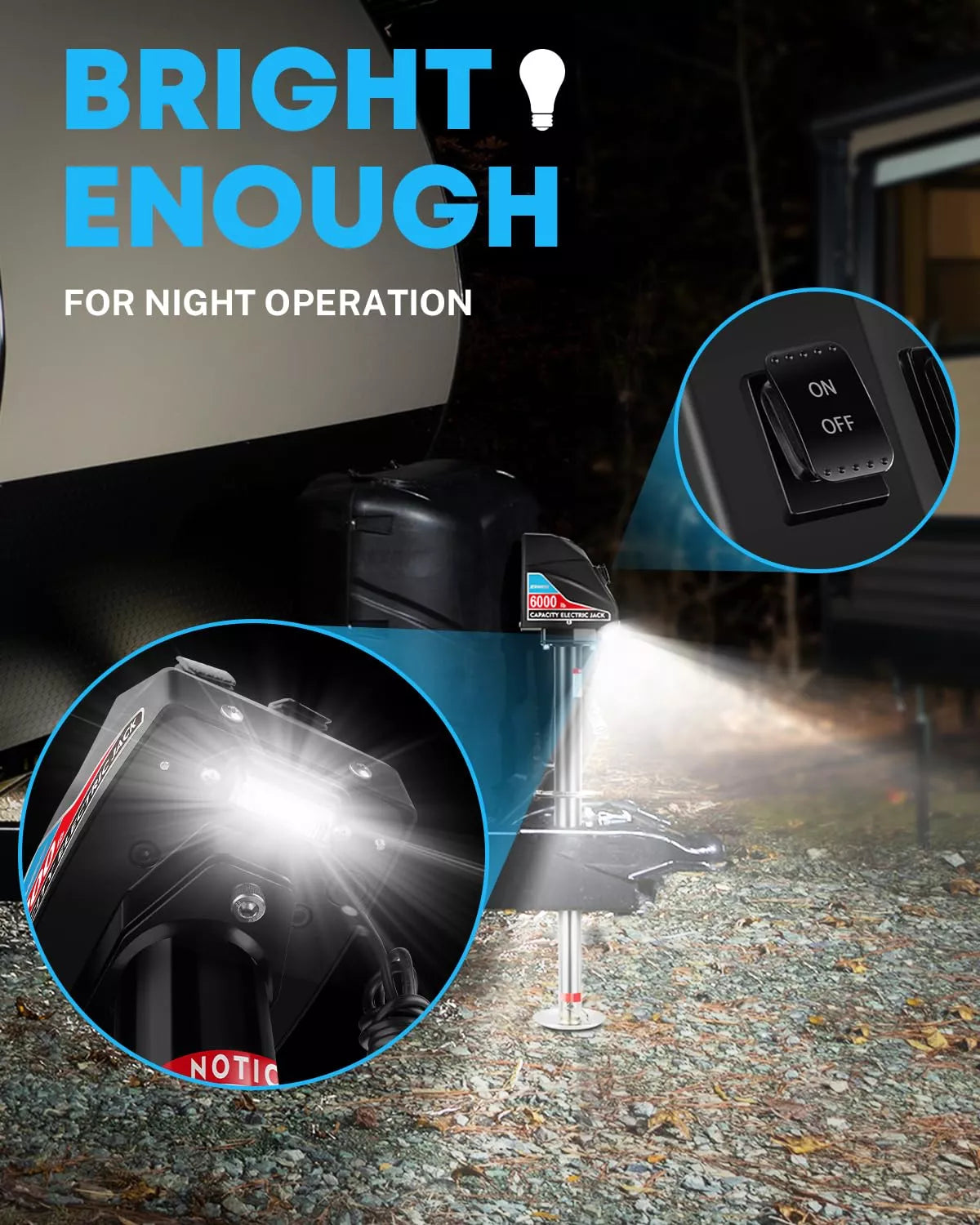 Kohree power trailer jack 6000 lbs with bright led light