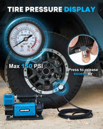 Tire pressure display with pump and tire 