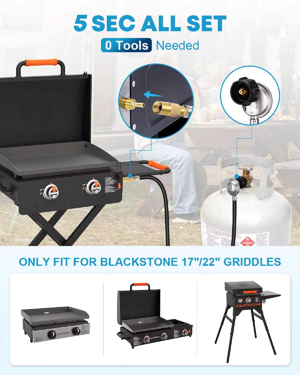 5 sec all set propane adapter hose for blackstone