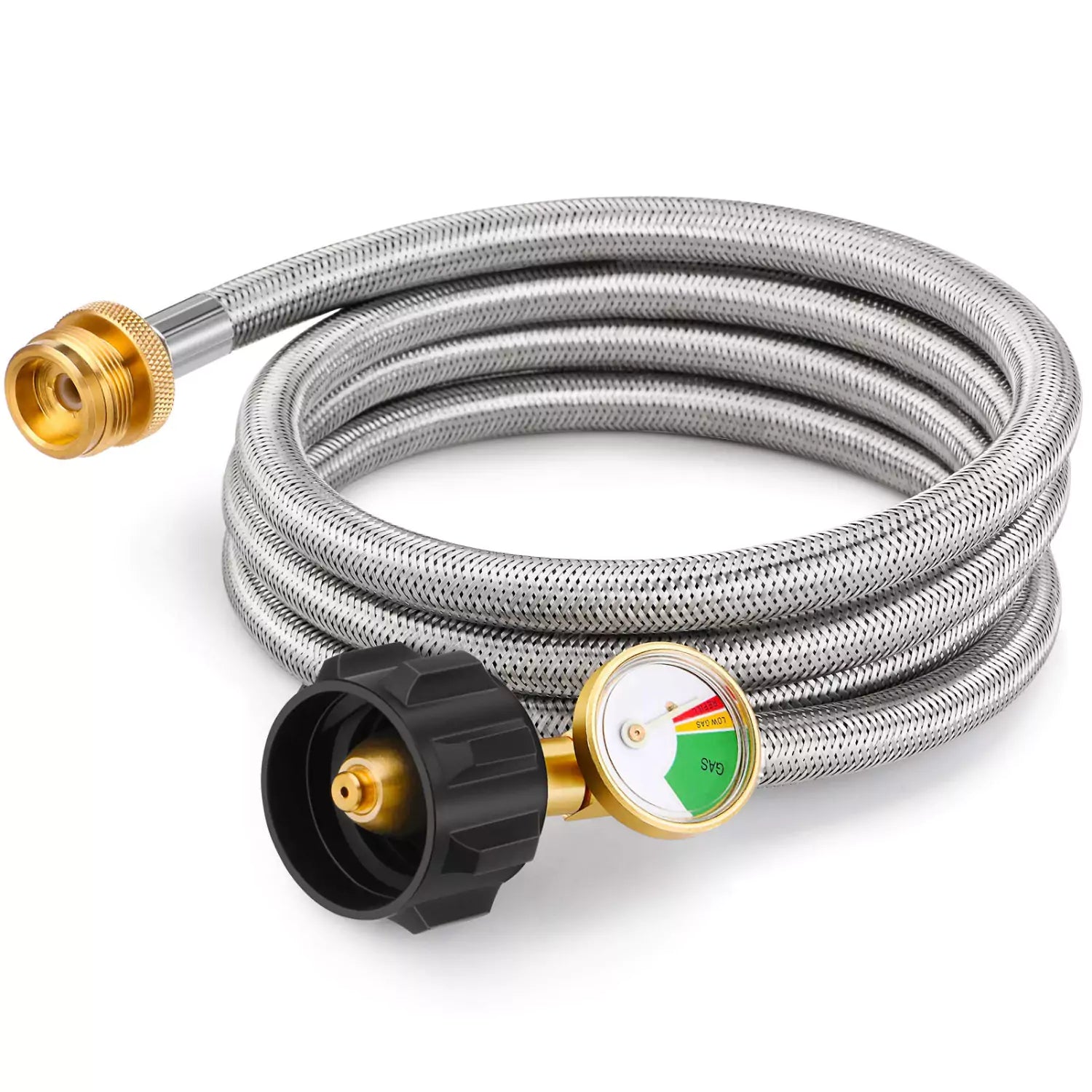 6 Ft Propane Hose Adapter 1lb to 20lb with Gauge