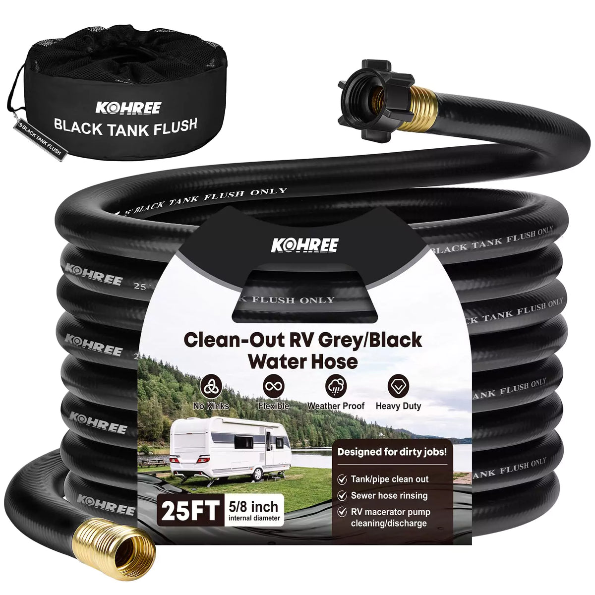Kohree rv black water hose 25 ft