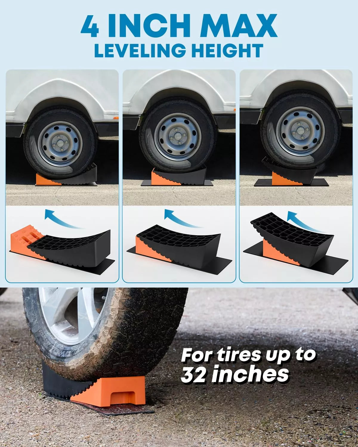 Curved Rv Ladder Kohree Curved Camper Levelers with Wheel Chocks Kit for Trailers