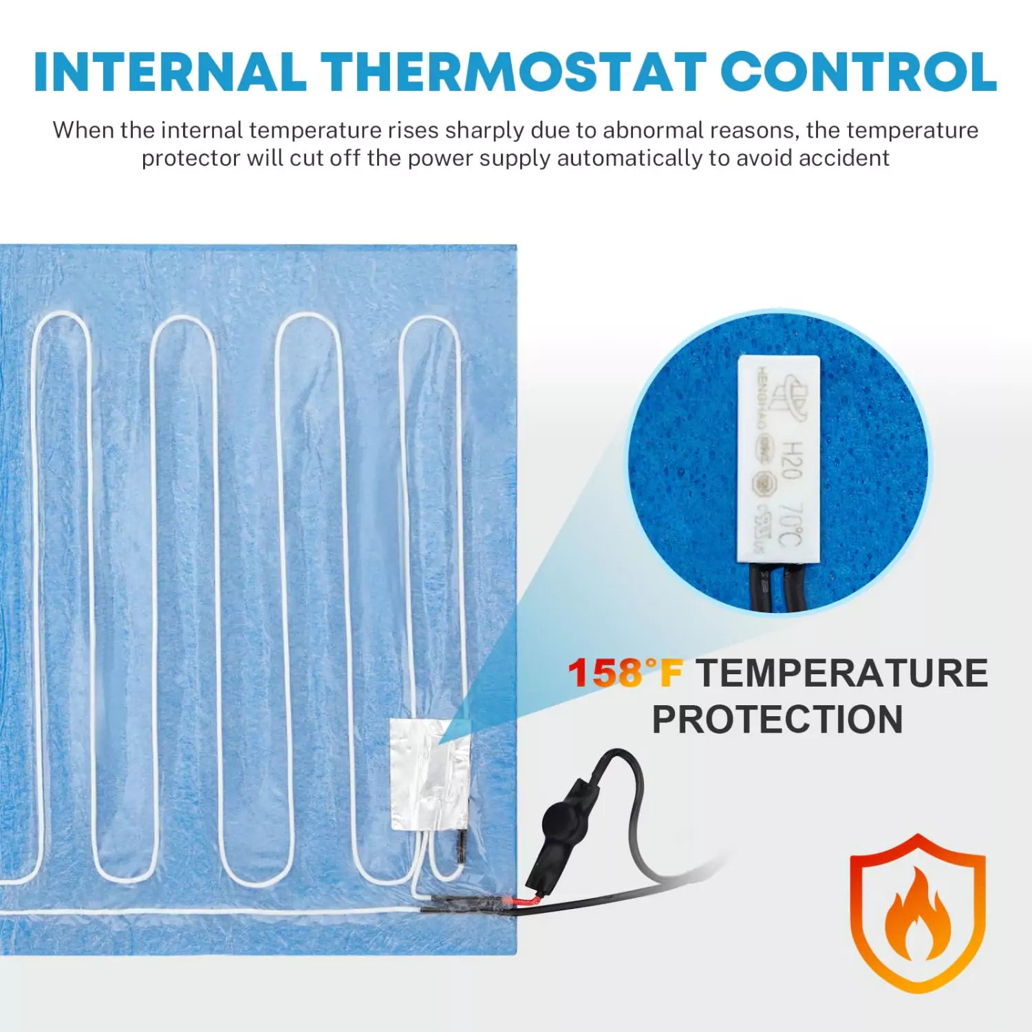 RV holding tank heating pads with 158°F temperature protection