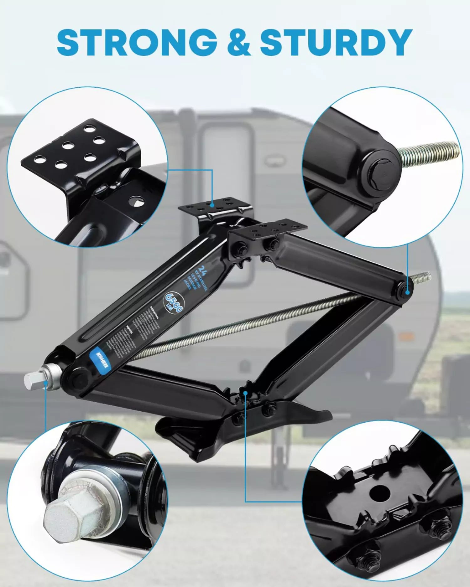 Strong and sturdy rv scissor jacks and stabilizers