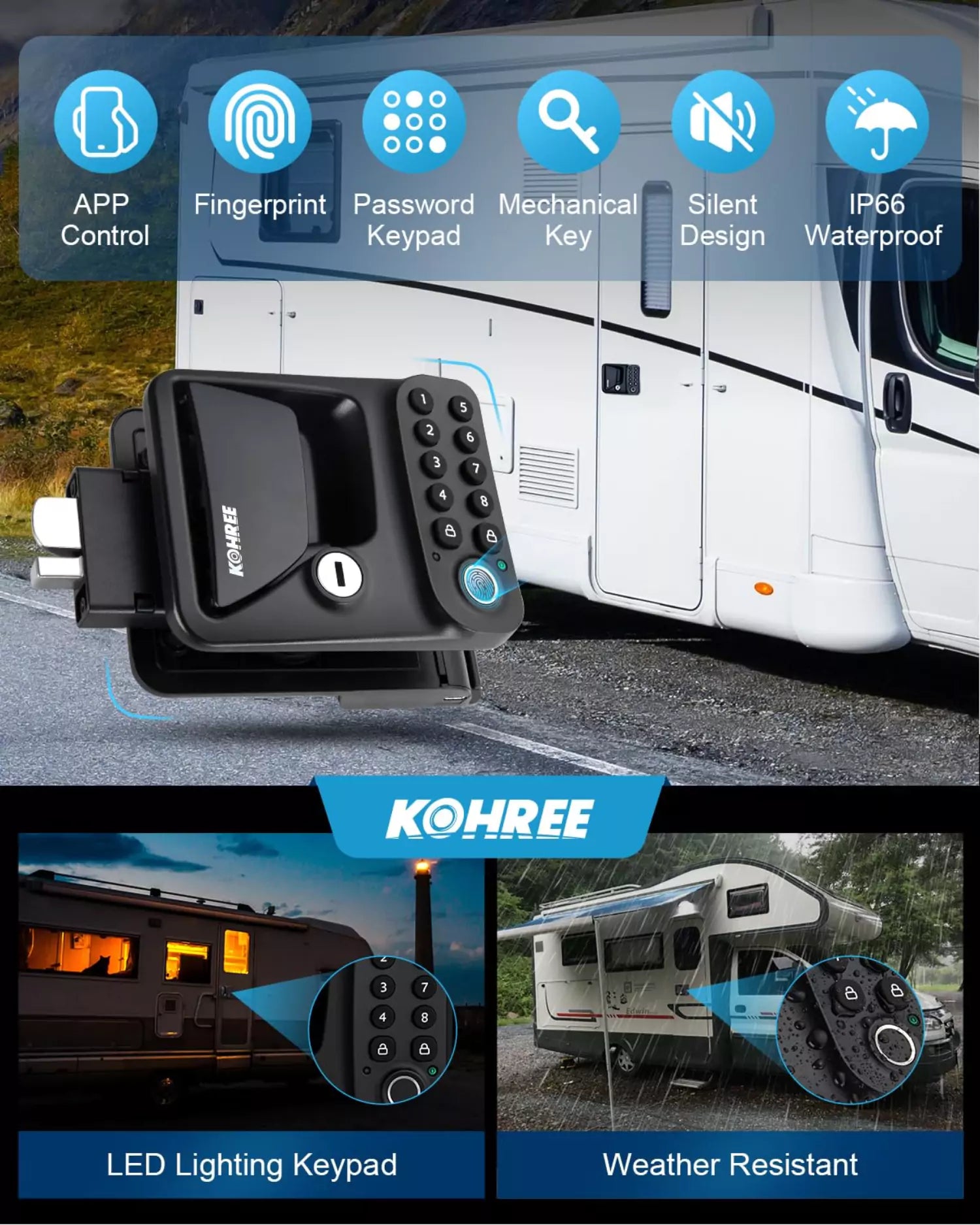 Keyless Entry Checker Light Kohree Fingerprint RV Keyless Entry With Keypad Door Lock Replacement