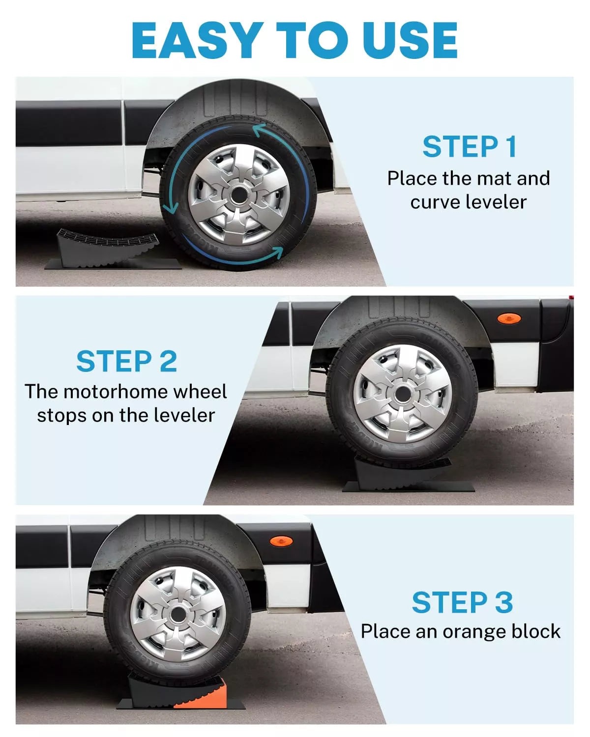 Curved Rv Ladder Kohree Curved Camper Levelers with Wheel Chocks Kit for Trailers