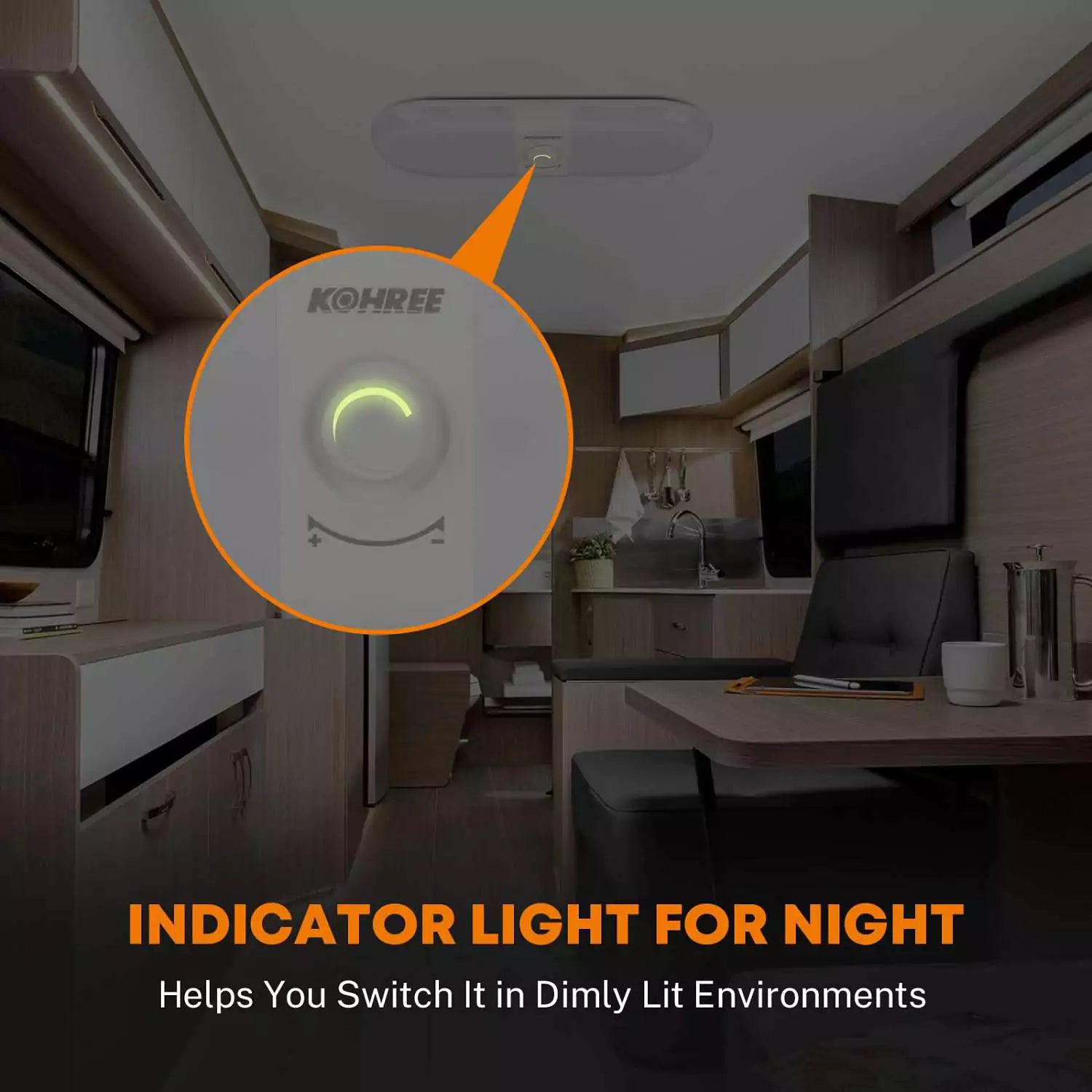 RV light interior indicator light for night