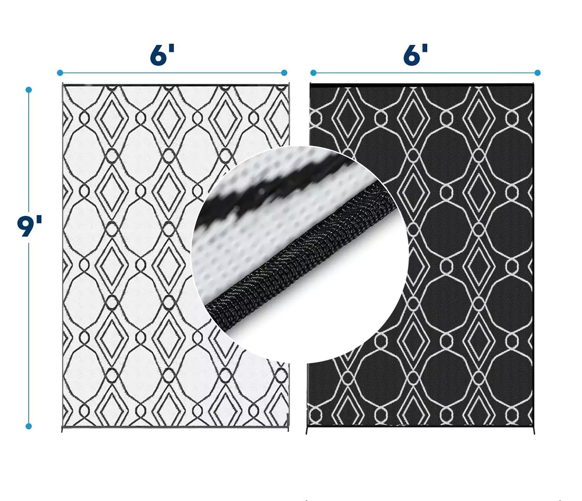 RV outdoor mats 6x9 black