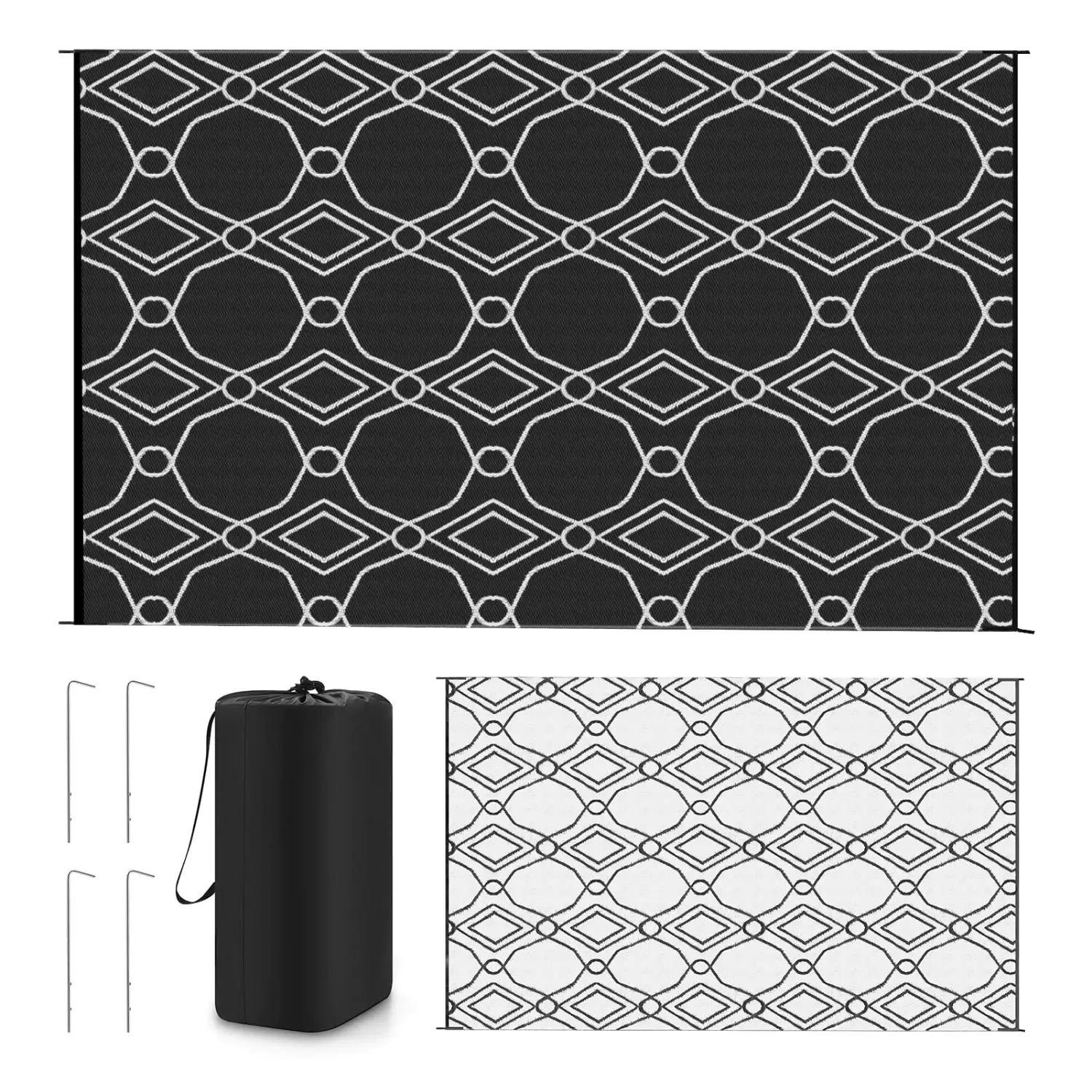 RV patio rugs black