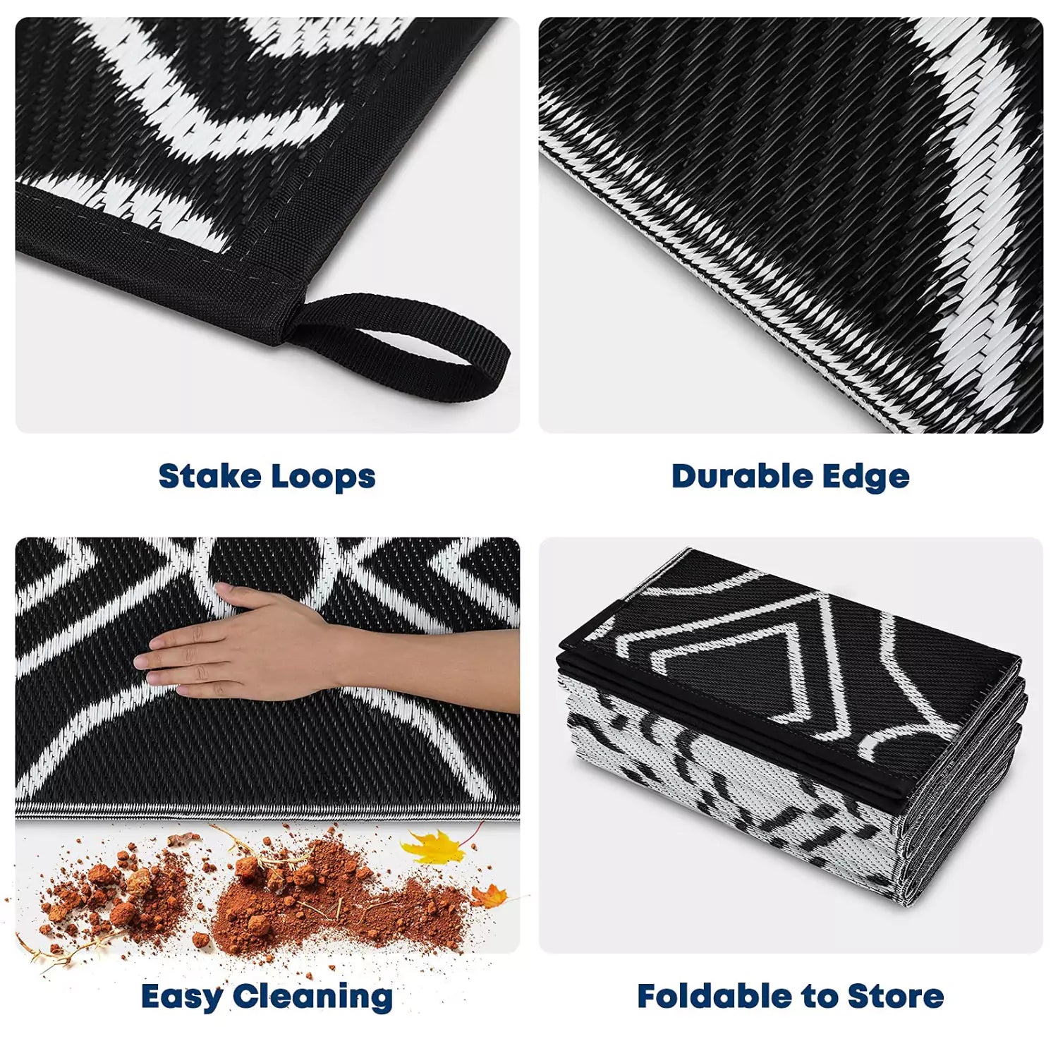 RV rugs black features