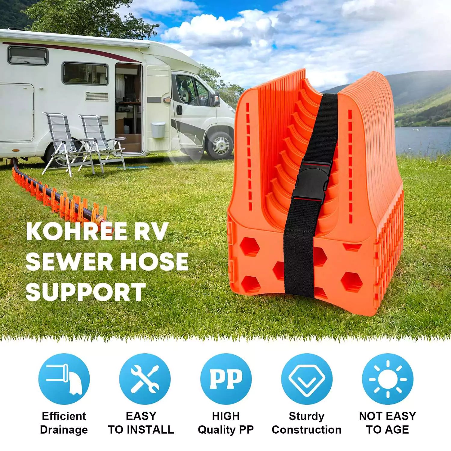 Kohree RV sewage hose holder features