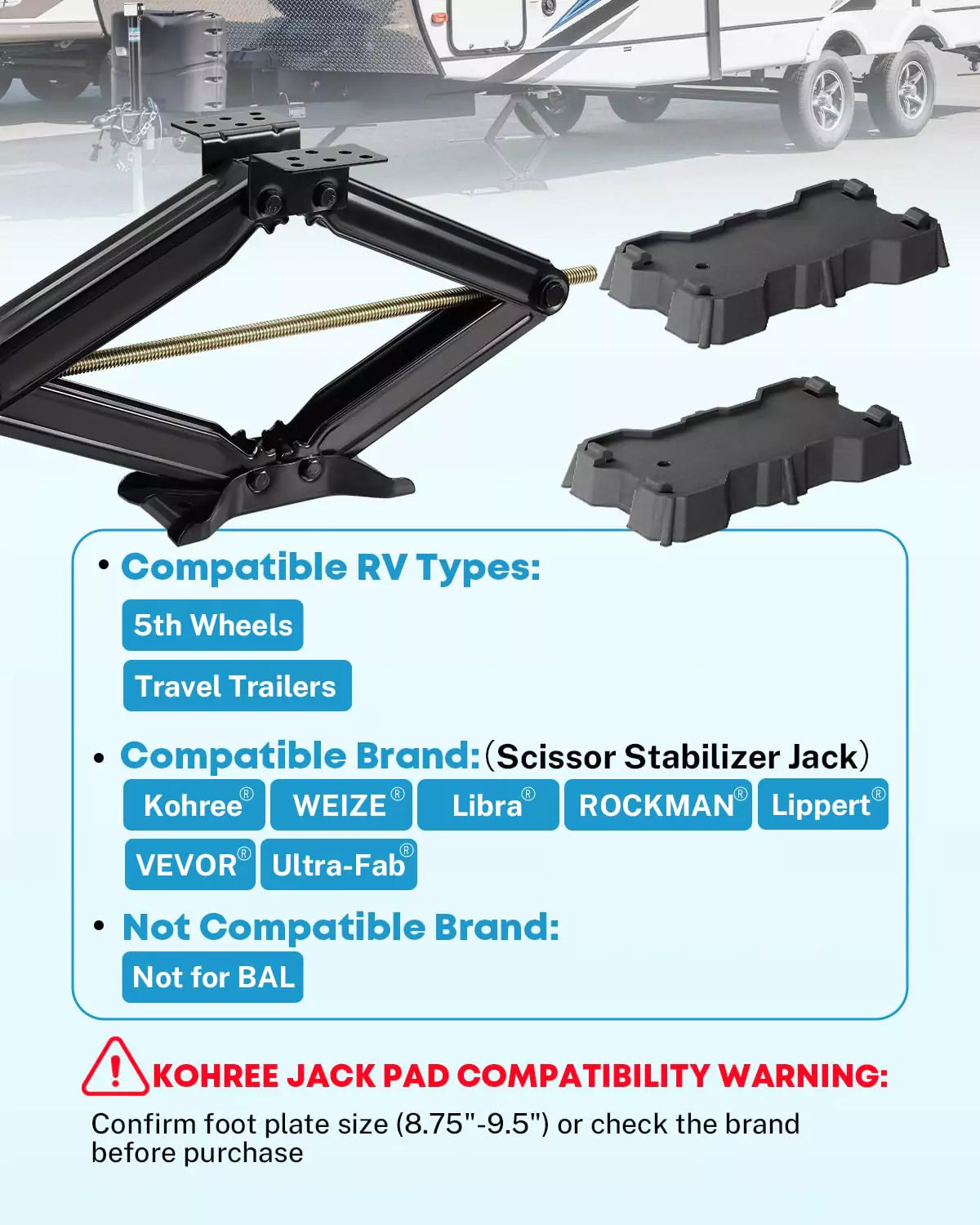 Kohree rv stabilizer pad compatible chart
