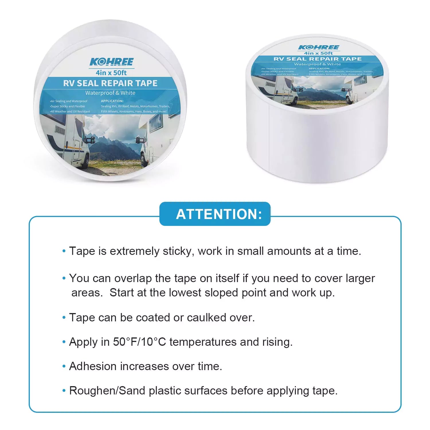 RV Roof Sealant Tape - 2" X 50' Butyl Tape For Repairing Leaks On Campers, Trailers & More