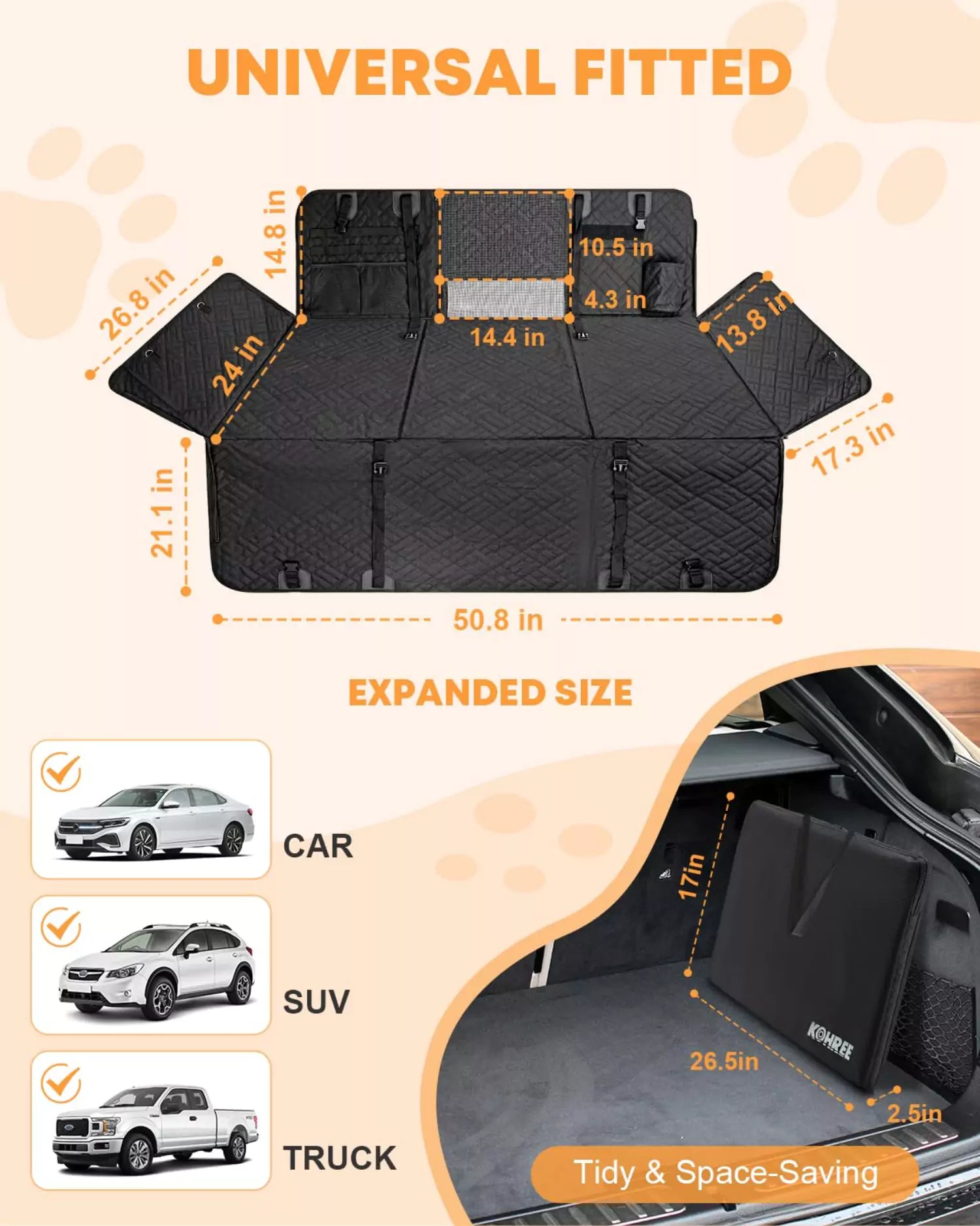 Universal fitted size of seat cover dog car