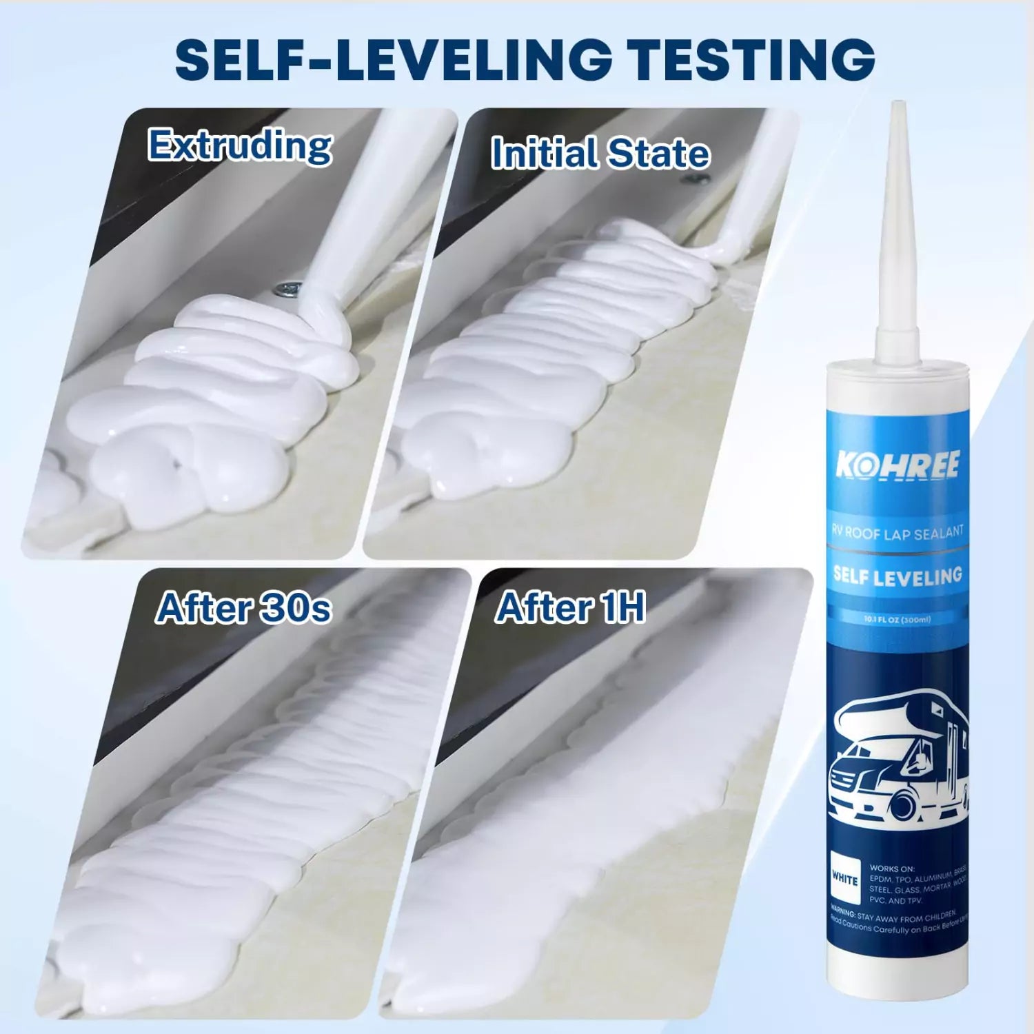Self leveling RV sealant testing
