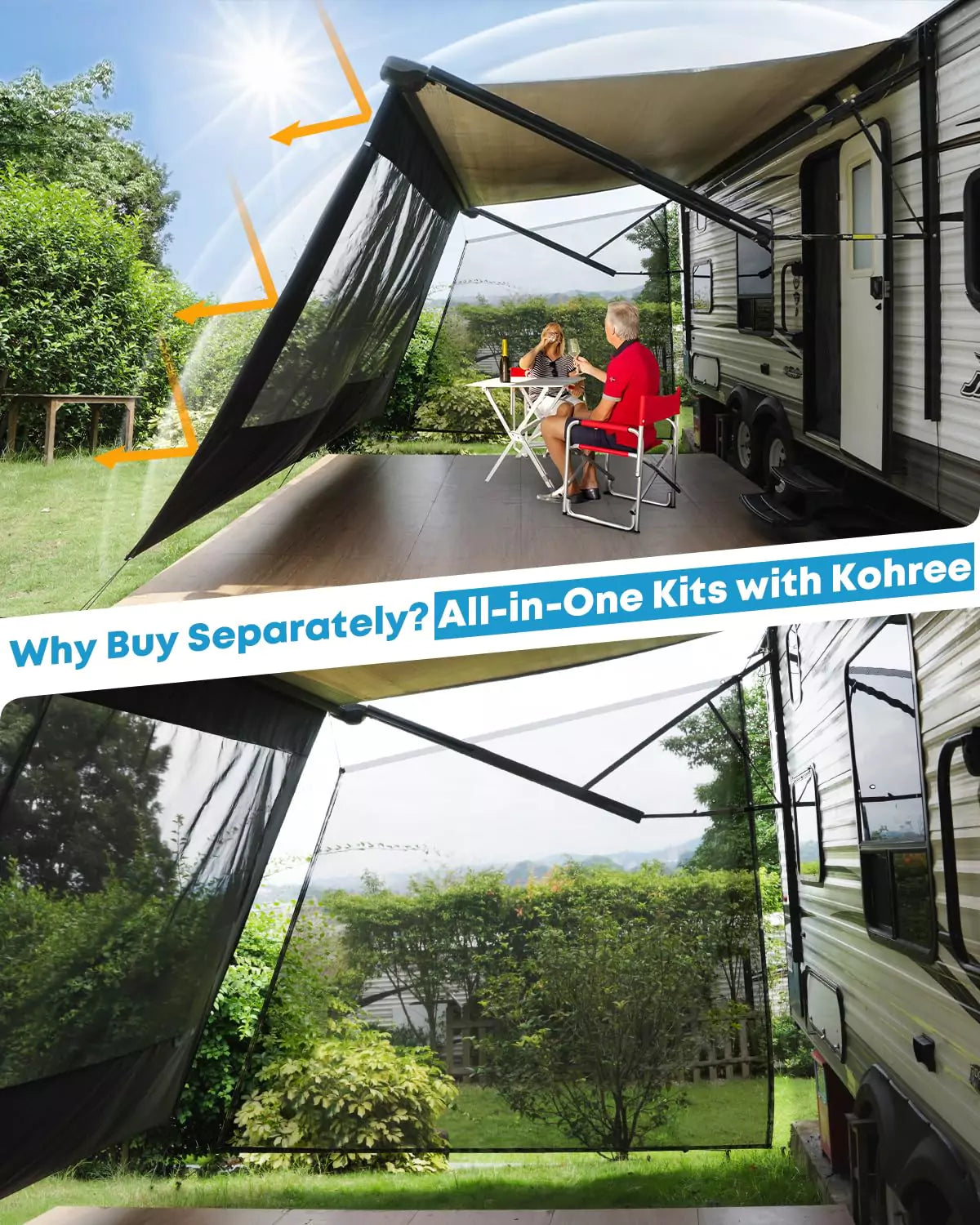 All in one sun shade screen kit for RV