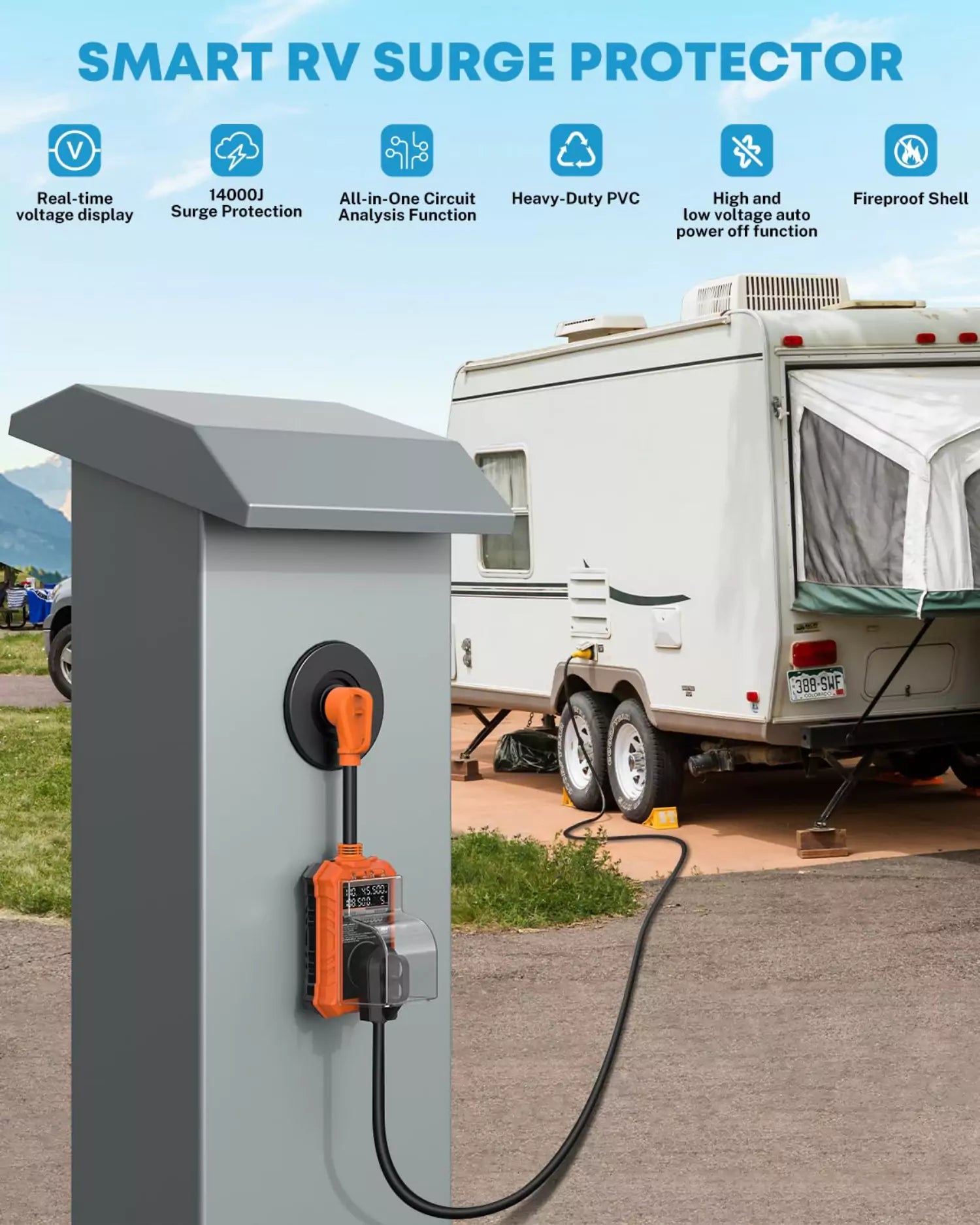 Smart rv surge protector for camper 30 amp features