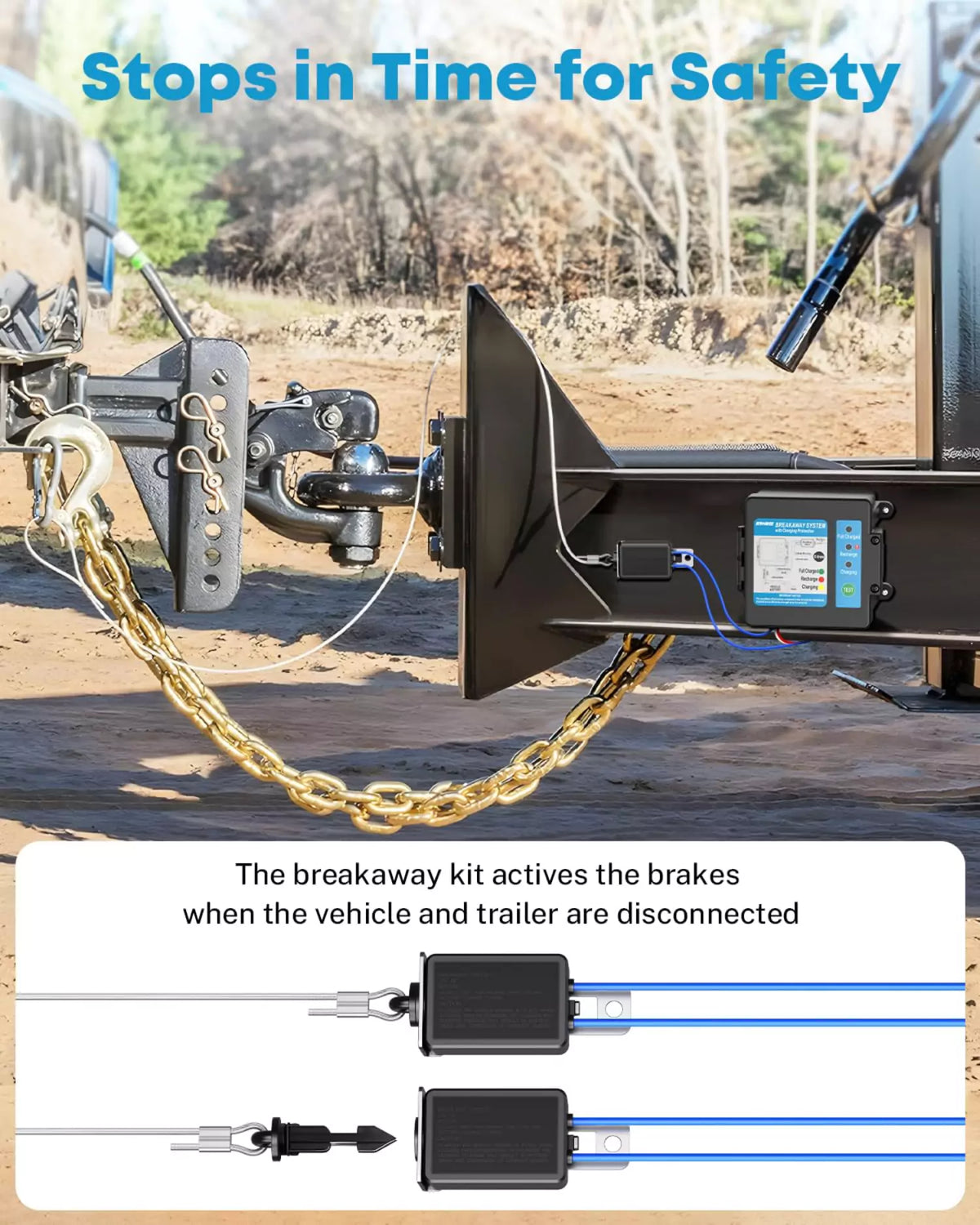 Trailer brakeaway kit switch stops in time for safety