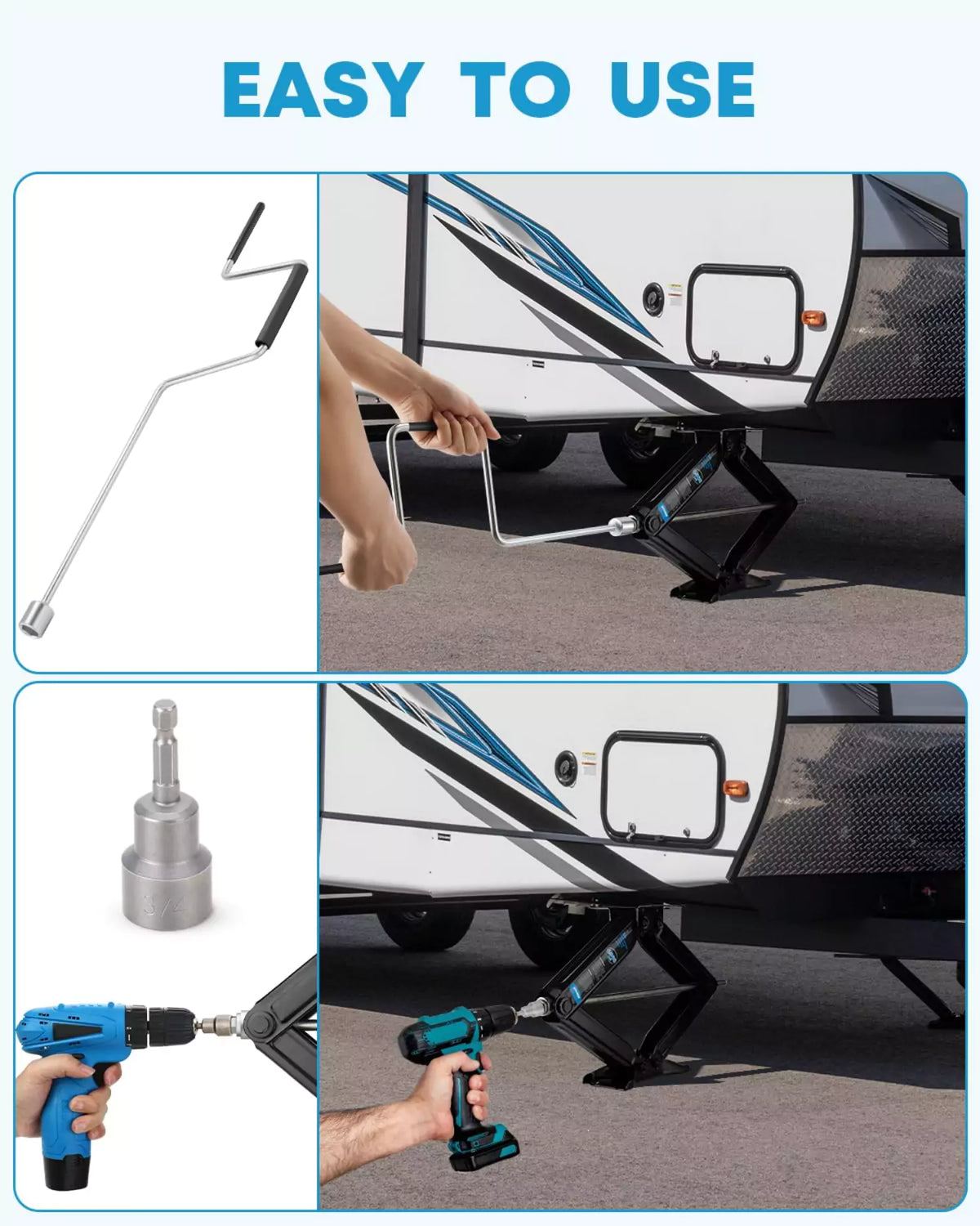 Easy to use trailer stabilizer scissor jacks 6500 lbs