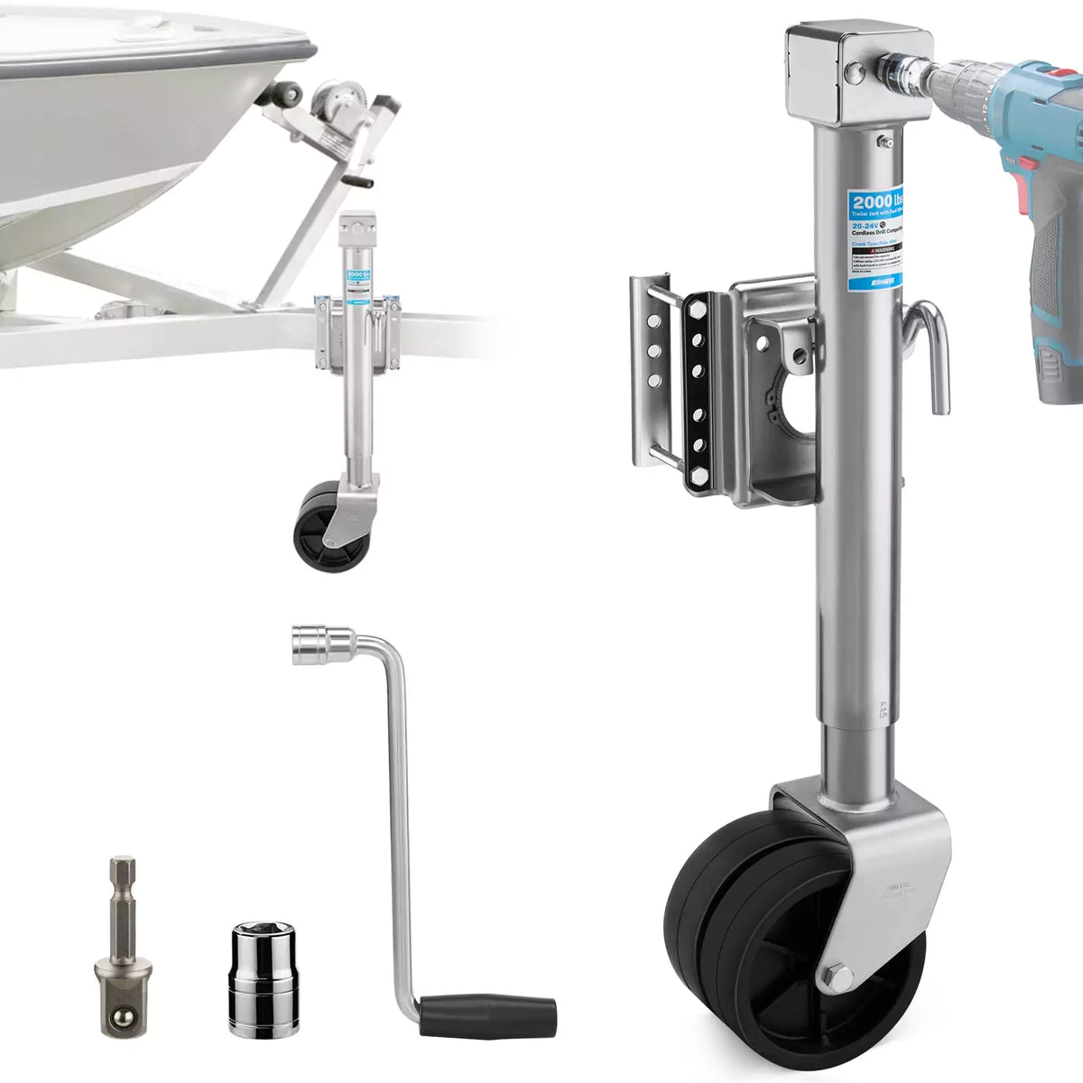 Kohree trailer wheel jack silver