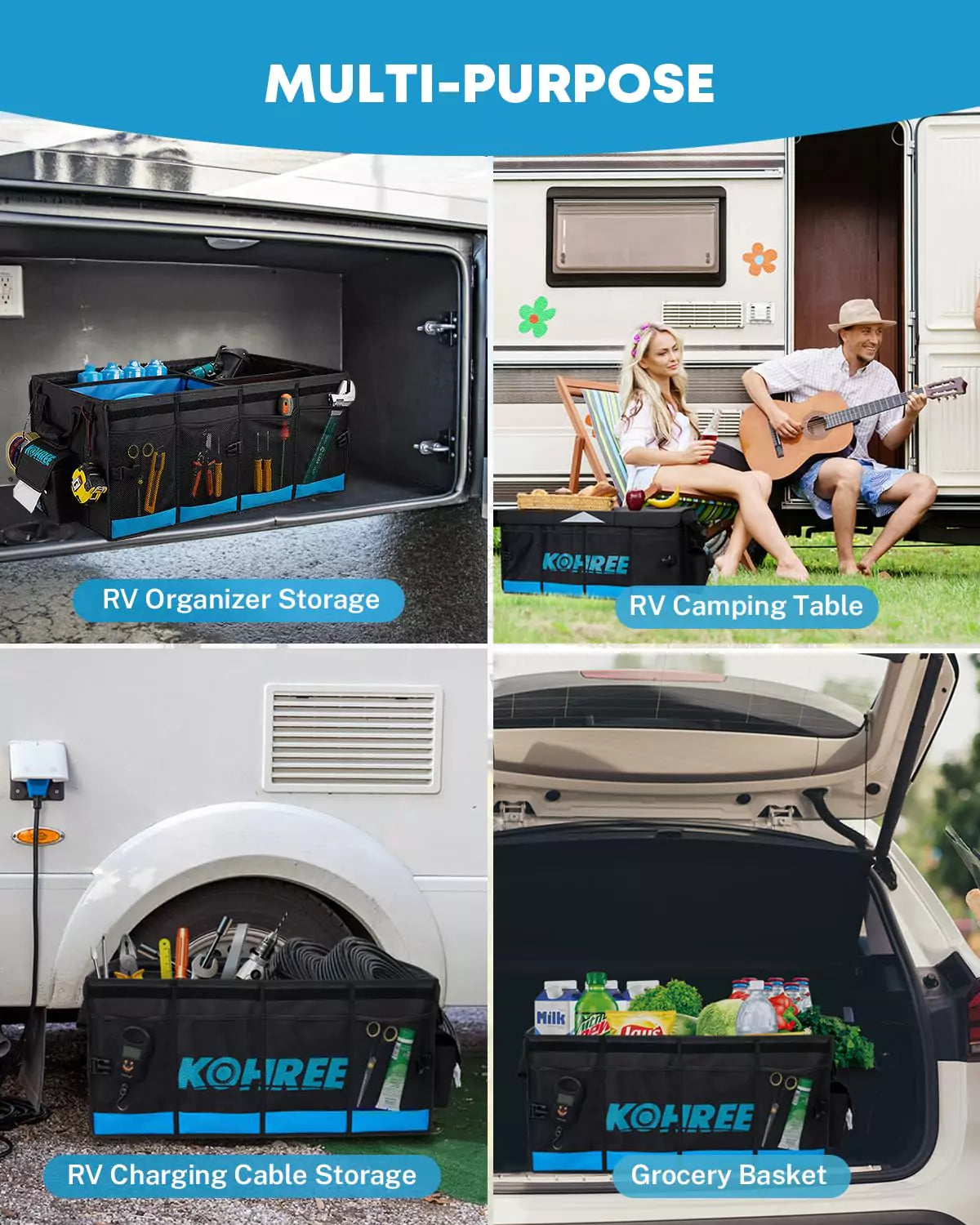 camper organizer Kohree 74L Trunk Organizer for RV Accessories
